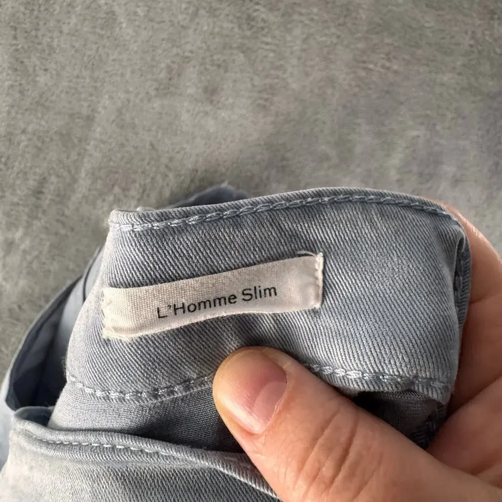 frame l’homme slim men’s 38 sky blue stretch jeans lyocell